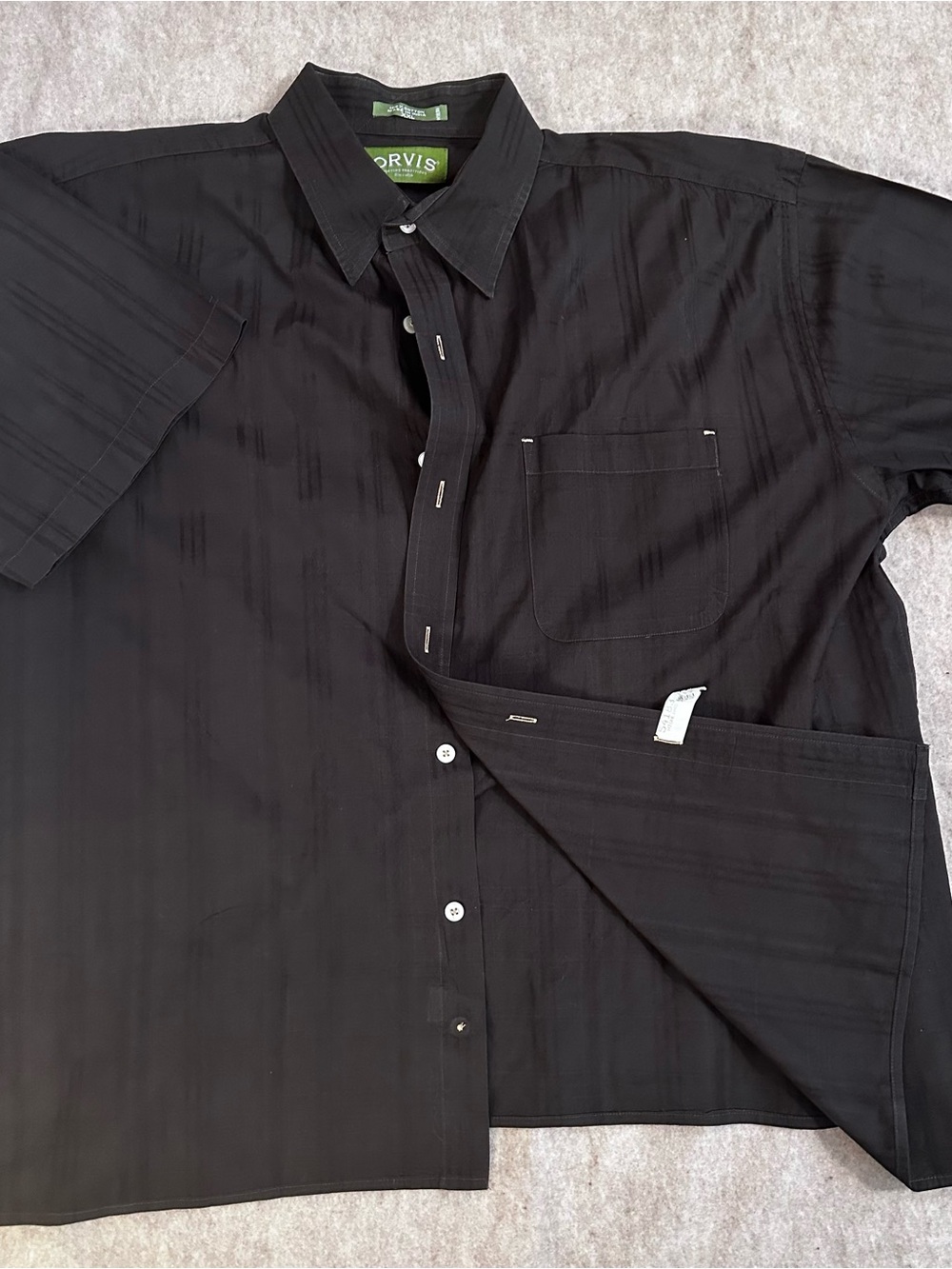 Orvis Short Sleeve Button Down Brown Mens 2XL Skub Texture Old Money